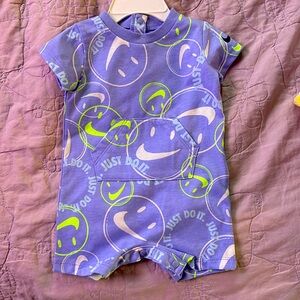 Brand New Purple Nike baby button onesie
